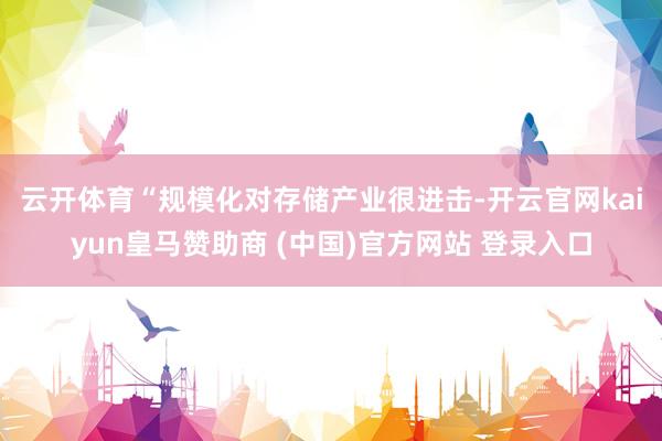 云开体育　　“规模化对存储产业很进击-开云官网kaiyun皇马赞助商 (中国)官方网站 登录入口